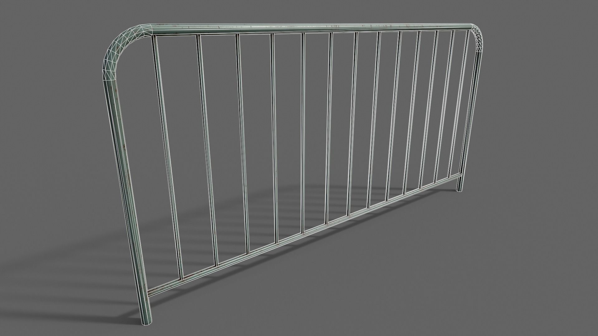 PBR Pedestrian Guard Rail Green V1 Low-poly 3D model_17