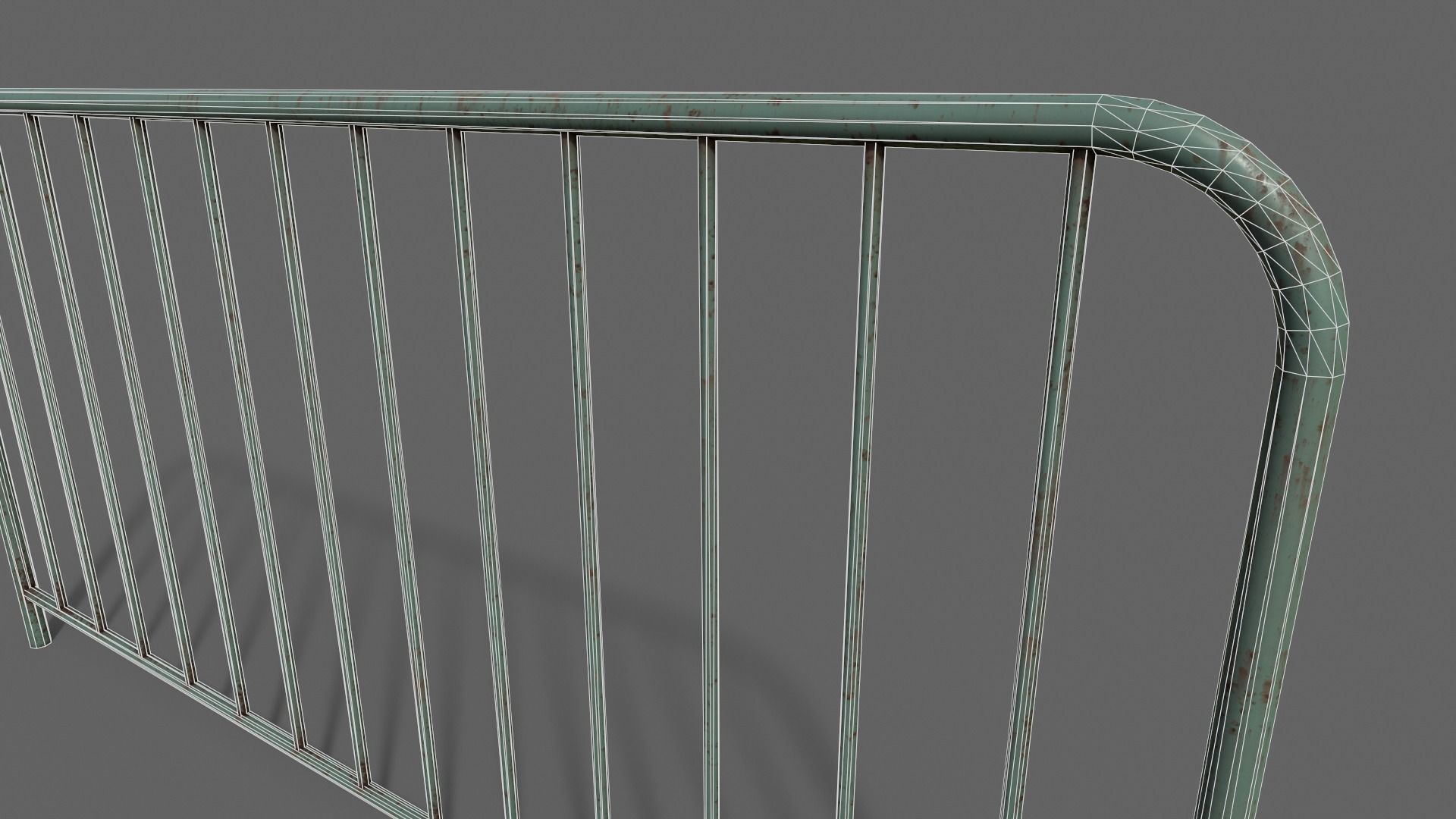 PBR Pedestrian Guard Rail Green V1 Low-poly 3D model_19