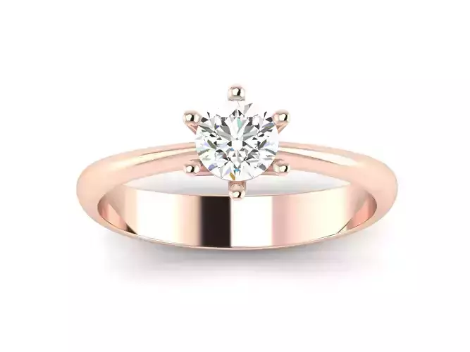 Diamond solitaire wedding engagement ring with 360 view 3D print model