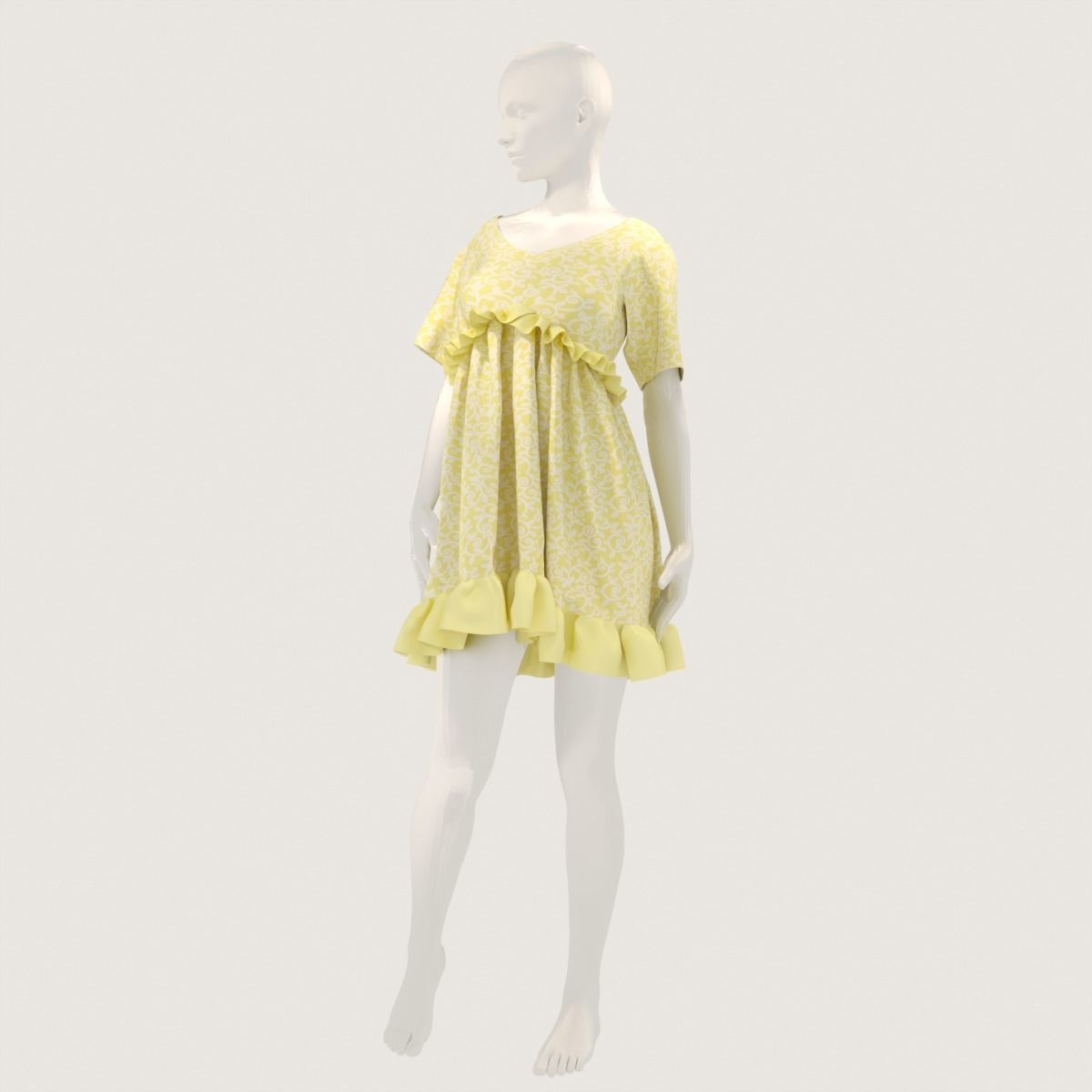 store-05 mannequin wearing striped romper 3D model_9
