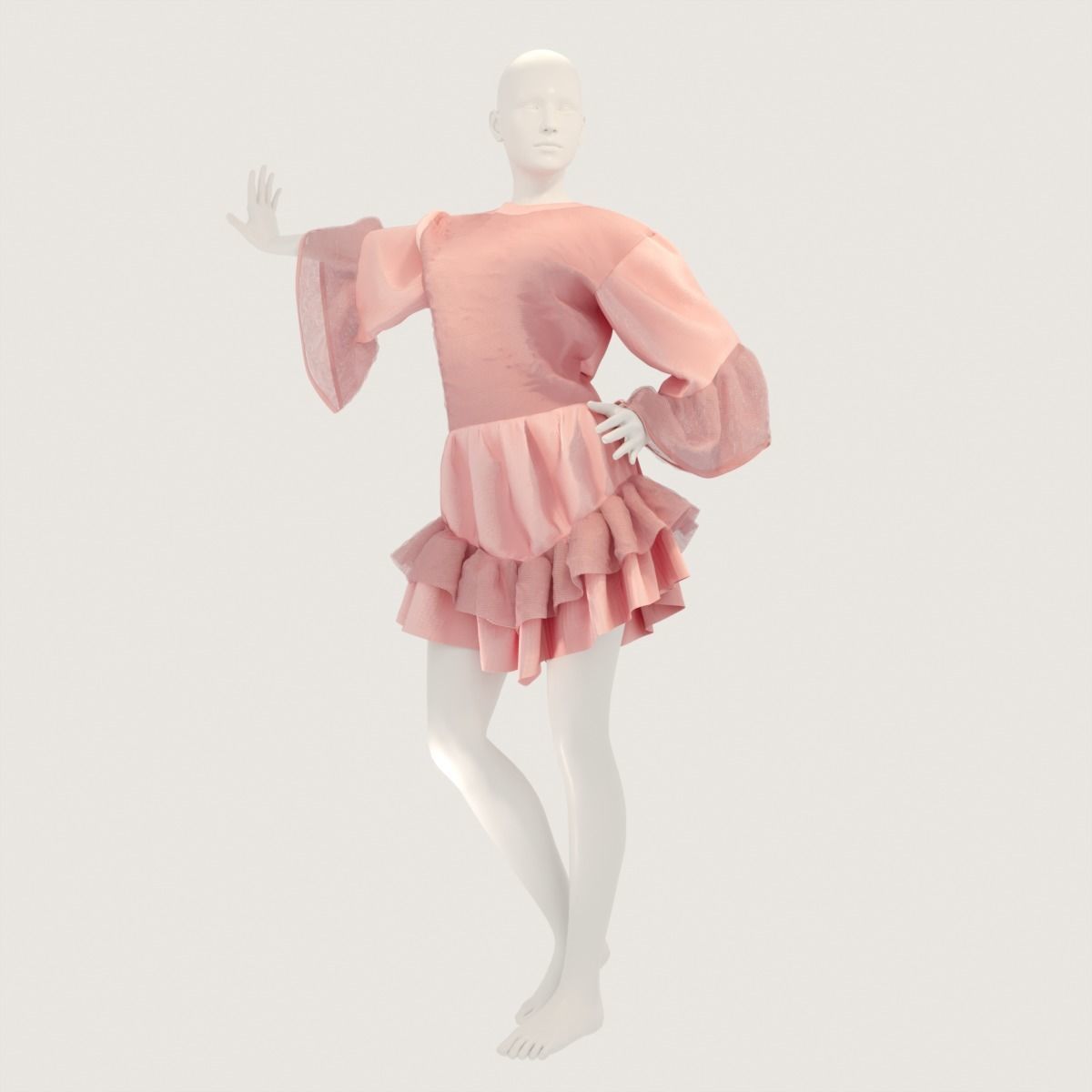 store-05 mannequin wearing striped romper 3D model_8
