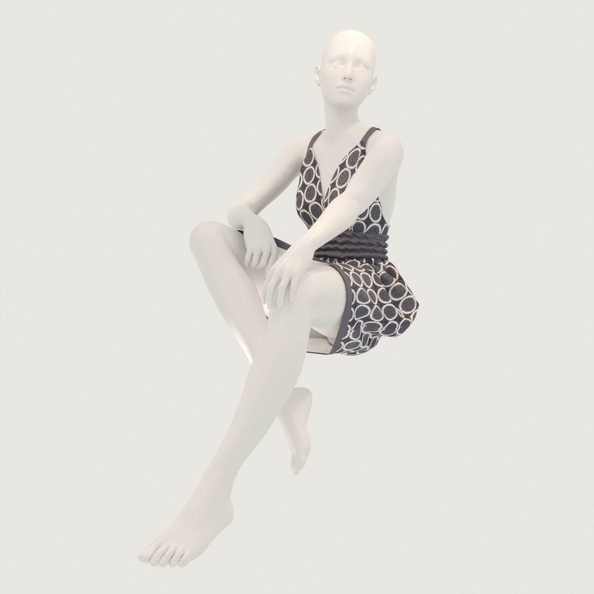 store-05 mannequin wearing striped romper 3D model_6