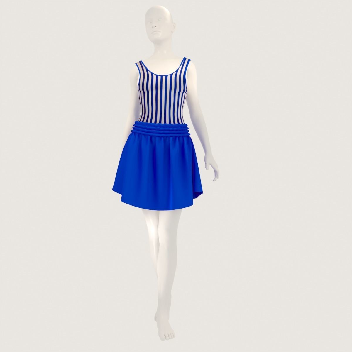 store-05 mannequin wearing striped romper 3D model_7