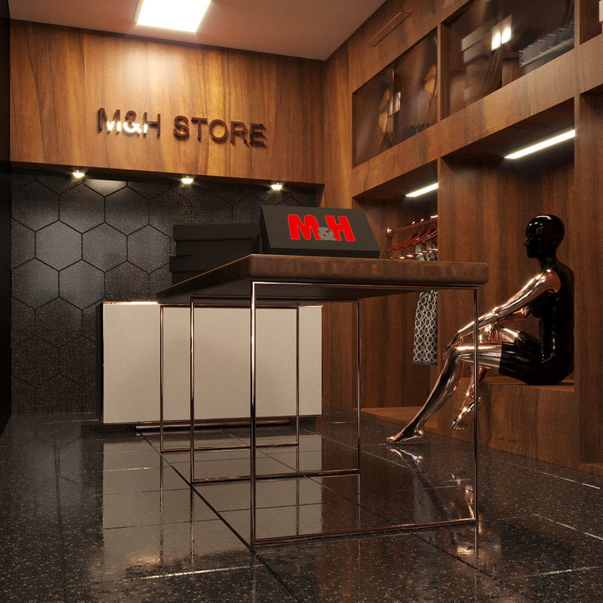 store-05 mannequin wearing striped romper 3D model_3