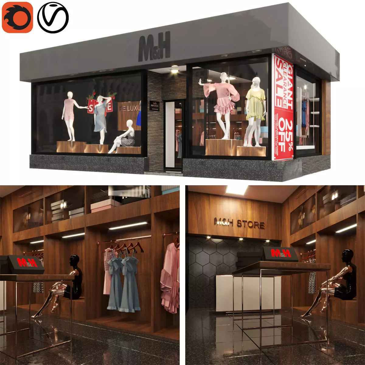store-05 mannequin wearing striped romper 3D model_0