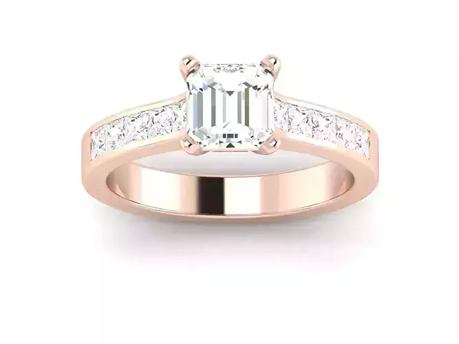 Diamond solitaire wedding engagement Cushion Stone ring  3D print model