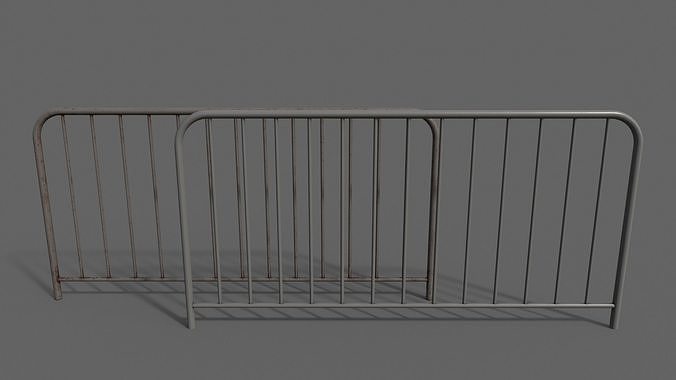 PBR Pedestrian Guard Rail Grey V1 Low-poly 3D model