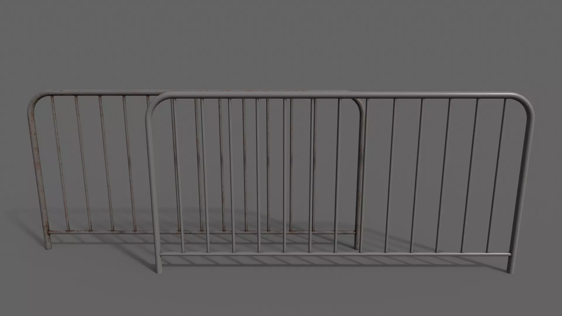 PBR Pedestrian Guard Rail Grey V1 Low-poly 3D model_0