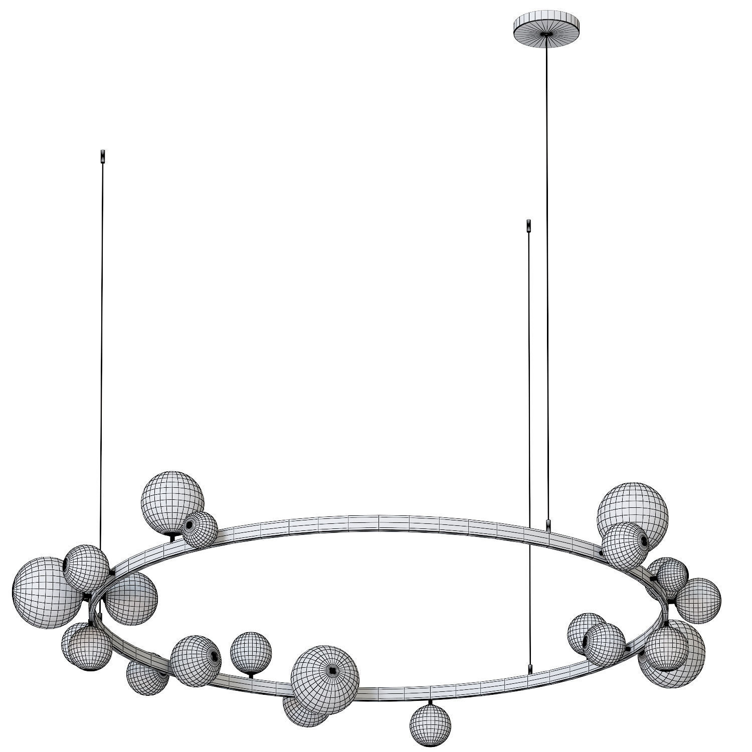 Black Glass Bubble Chandelier 3D model_2