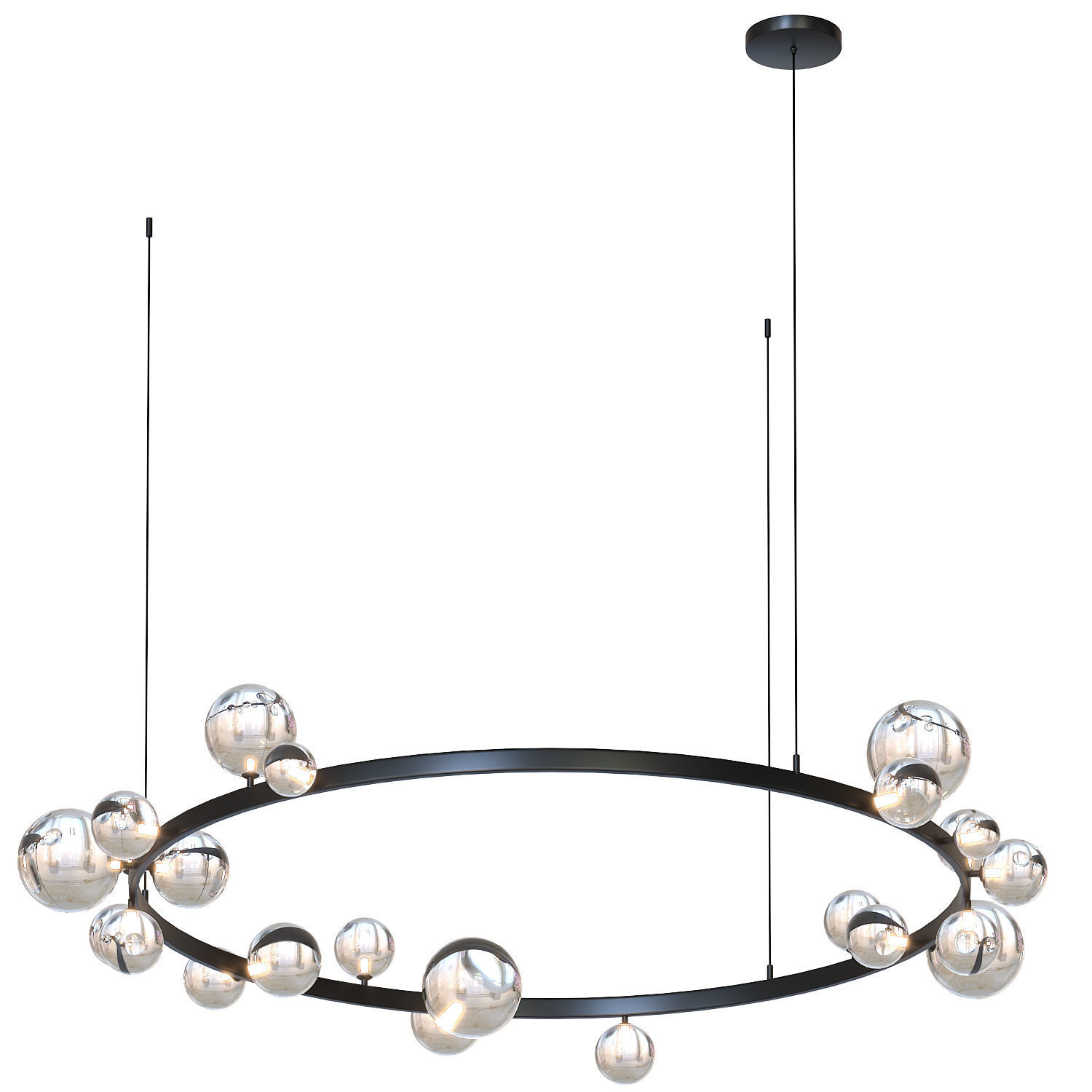 Black Glass Bubble Chandelier 3D model_3