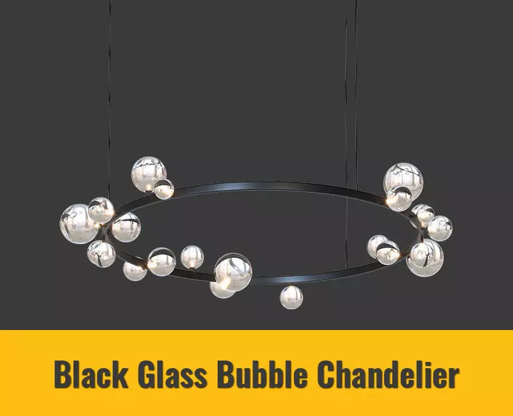 Black Glass Bubble Chandelier 3D model_0