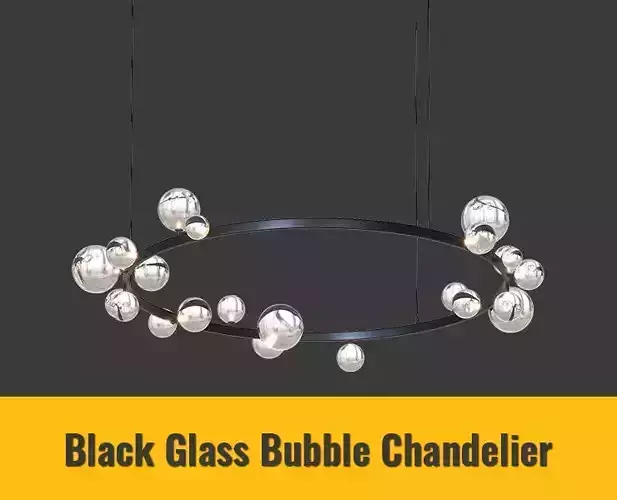 Black Glass Bubble Chandelier 3D model