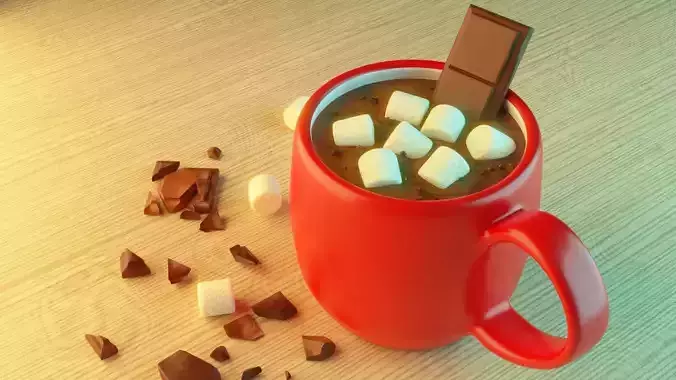 Hot Cocoa textured and rendered 3D model