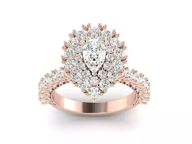 Women solitaire Pear Stone ring 3dm stl render detail  3D print model