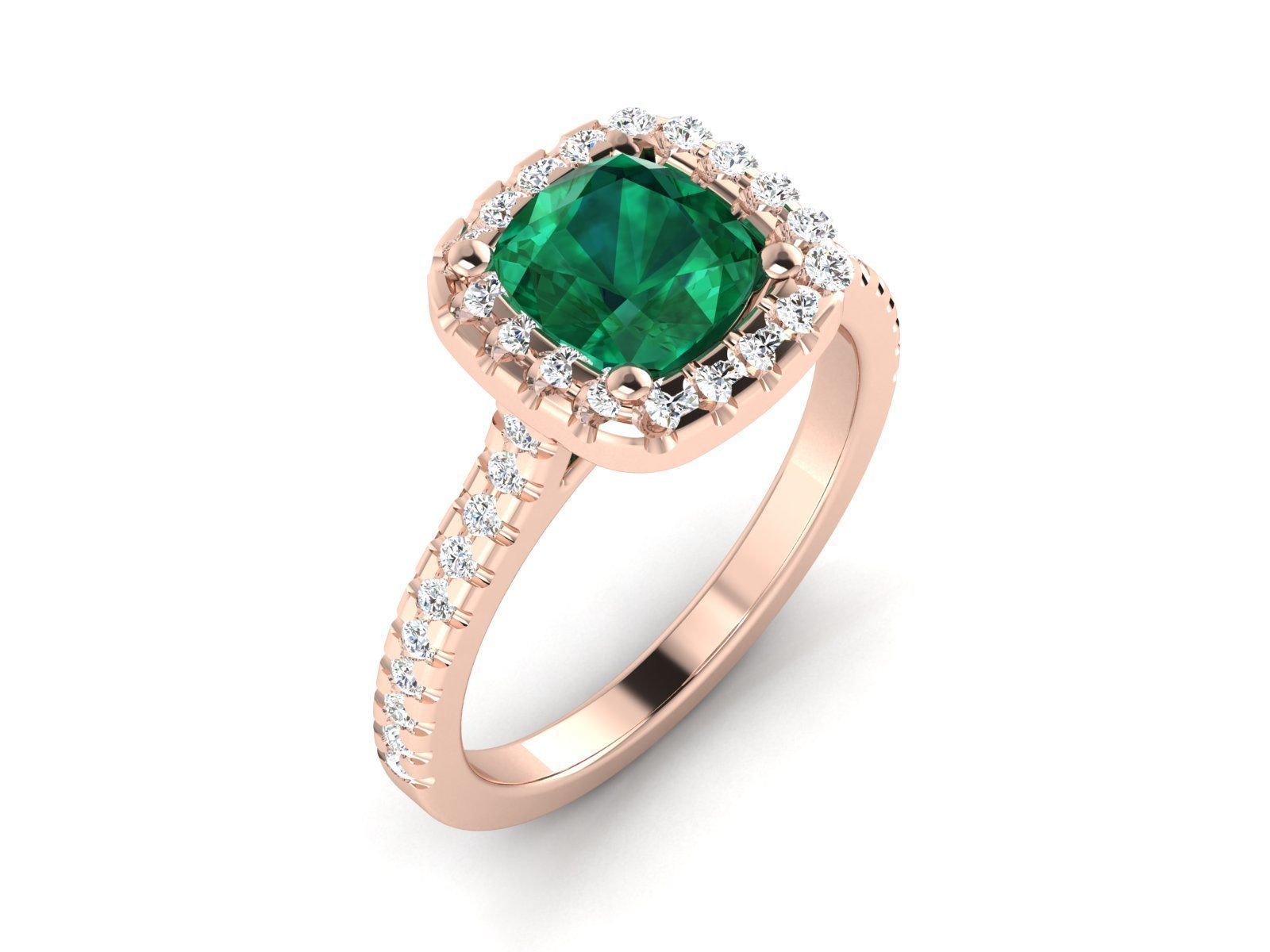 Engagement solitaire Cushion Stone ring own design 3D print model_8