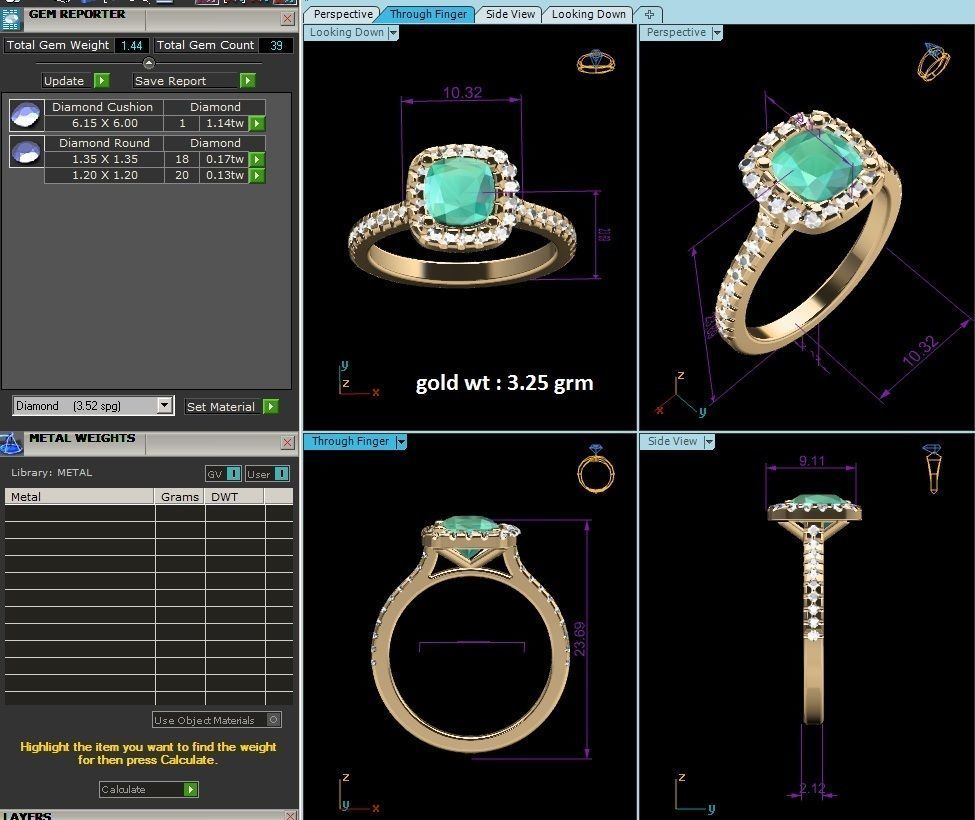Engagement solitaire Cushion Stone ring own design 3D print model_18