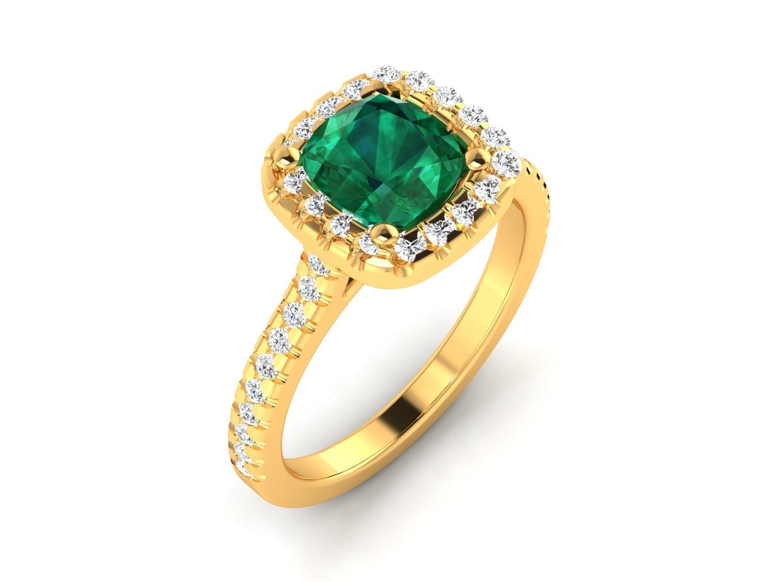 Engagement solitaire Cushion Stone ring own design 3D print model_12