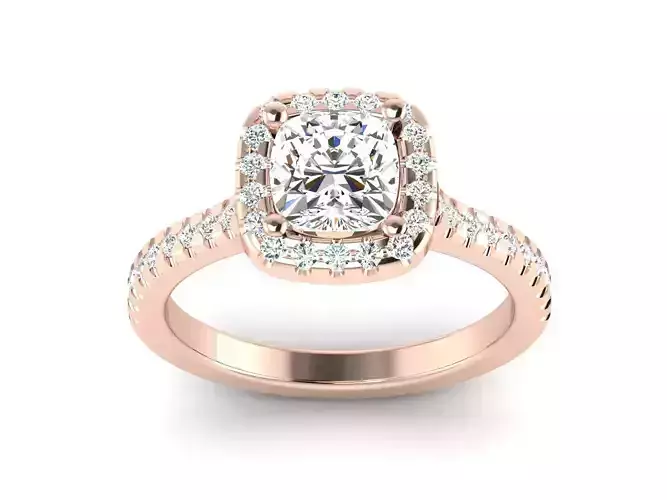 Women solitaire Cushion Stone ring 3dm stl render detail 