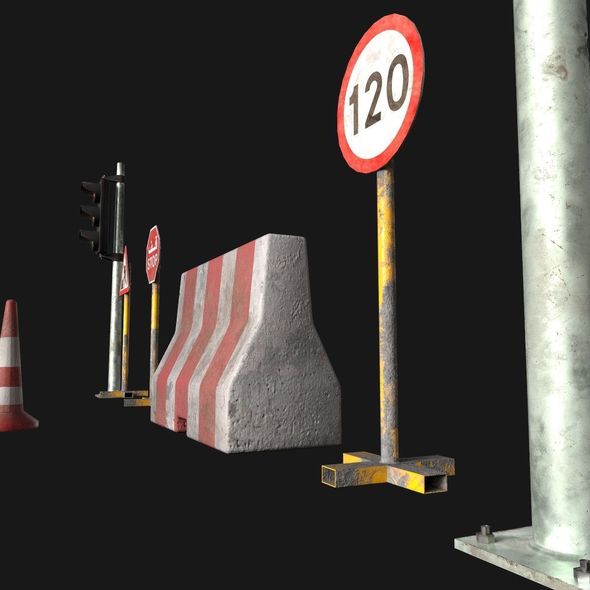 traffic lights Free 3D model_5
