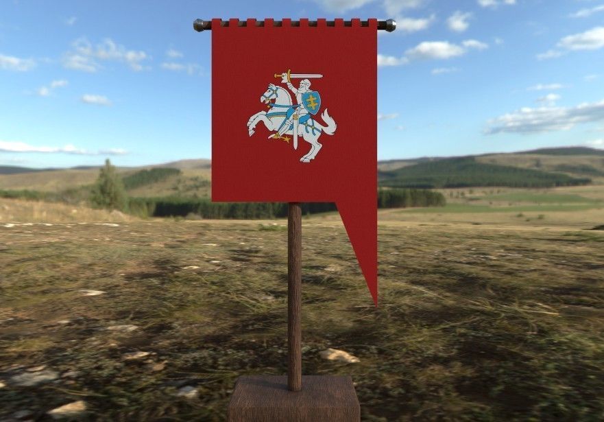 Medieval Flag Bundle Low-poly 3D model_10