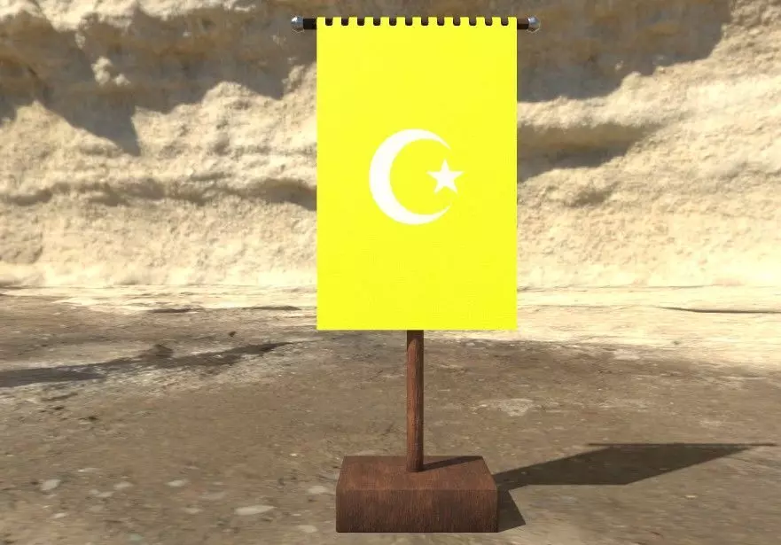 Medieval Flag Bundle Low-poly 3D model_0