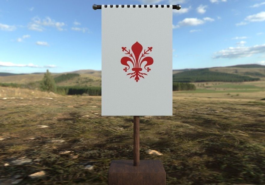 Medieval Flag Bundle Low-poly 3D model_5