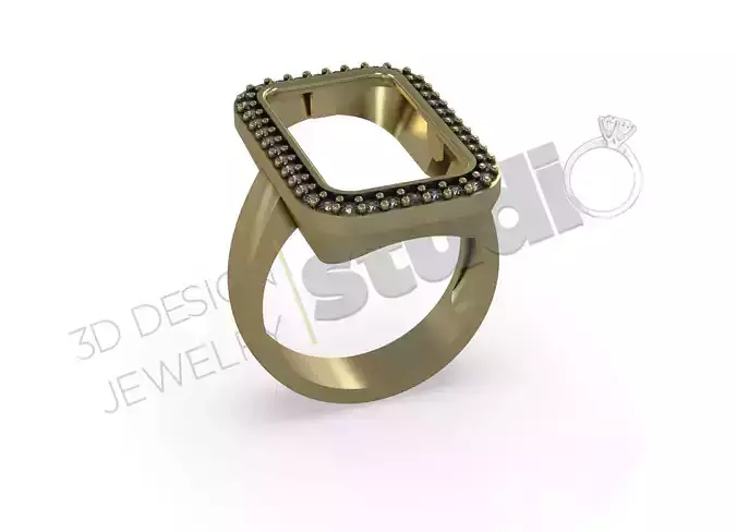 Luxury ring with custom main stone 3d model