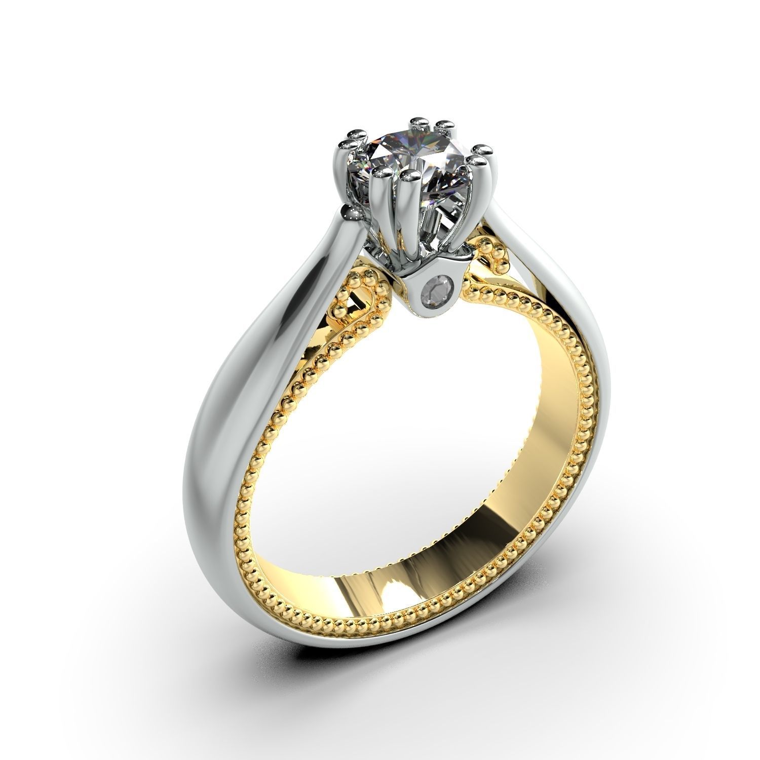 Diamond jewelry ring 3D print model_1