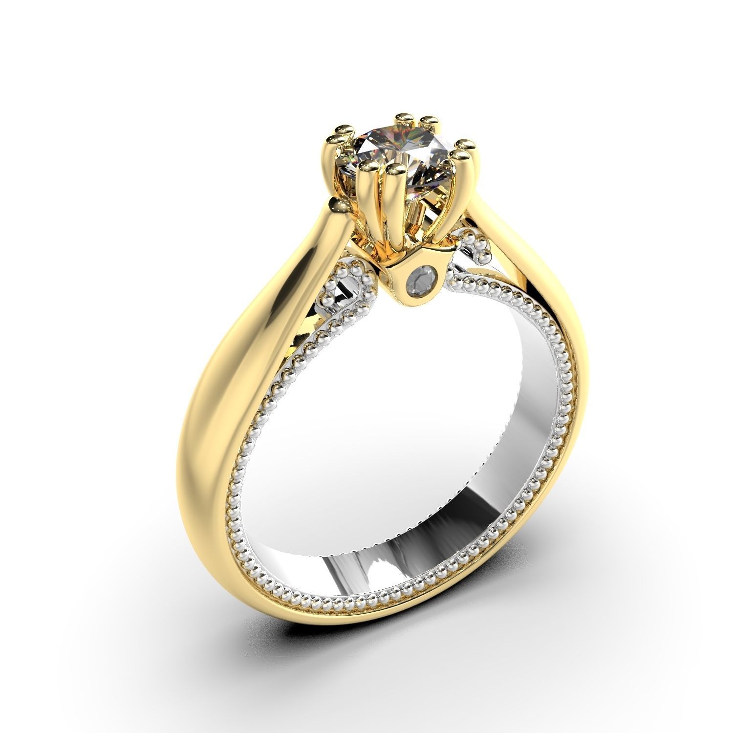 Diamond jewelry ring 3D print model_3