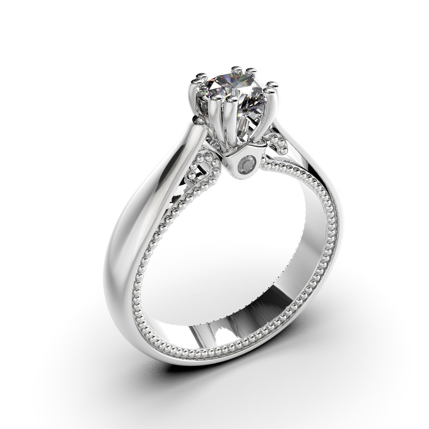 Diamond jewelry ring 3D print model_4