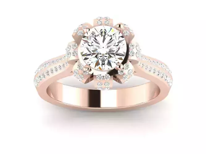 diamond Women solitaire ring 3dm stl render detail 3D print model