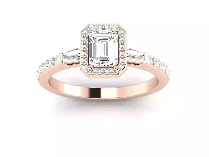 Solitaire Emerald Stone ring 3dm stl render detail  3D print model