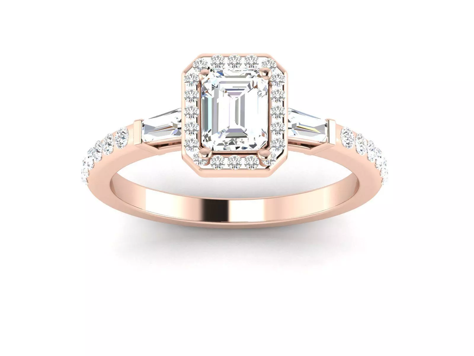 Solitaire Emerald Stone ring 3dm stl render detail 3D print model