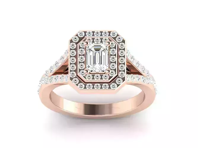 Solitaire Engagement Emerald Stone ring 3D print model
