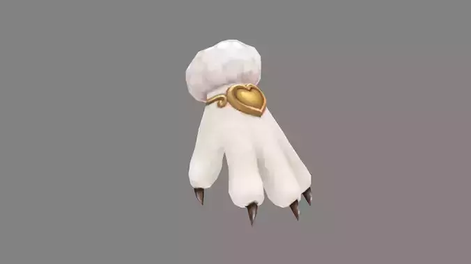 cartoon cat paw glove - white Low-poly 3D model
