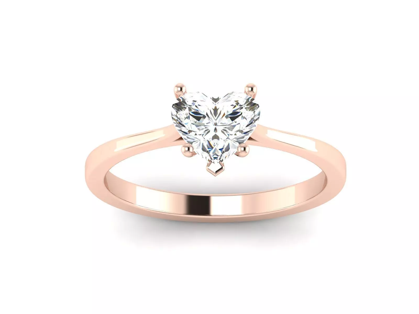 Solitaire Engagement Heart Stone ring 3D print model