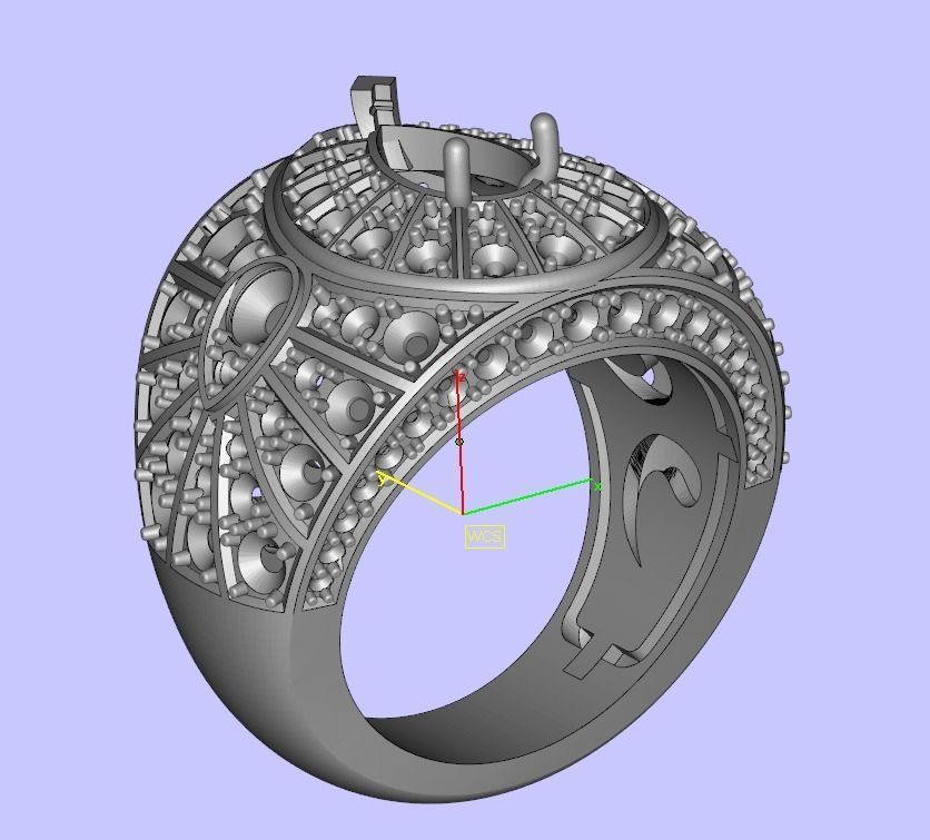 rings art deco style diamond ring 3D print model_2