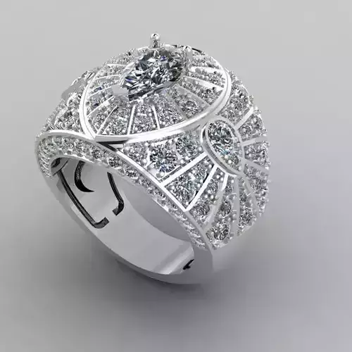 rings art deco style diamond ring 3D print model