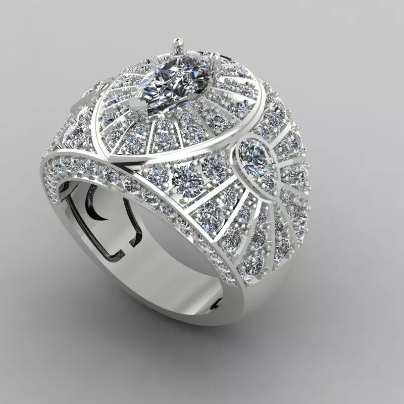 rings art deco style diamond ring 3D print model_0