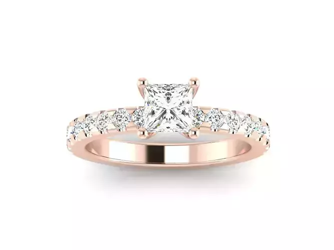 Women solitaire Princess Stone ring 3dm stl render detail 