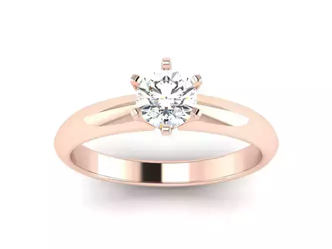 solitaire wedding engagement ring with 360 view 3D print model