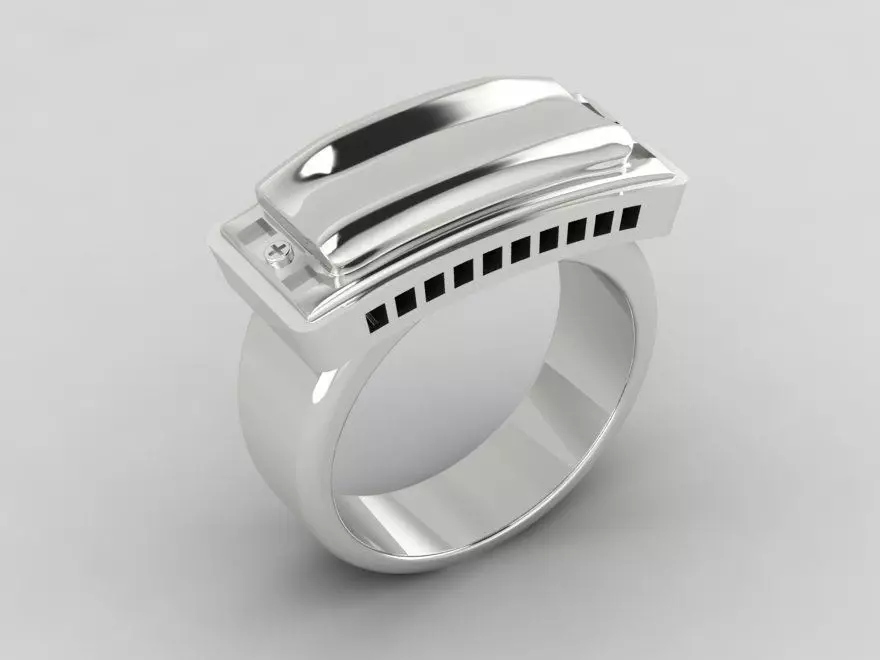 rings silver ring with square design 3D print model_0