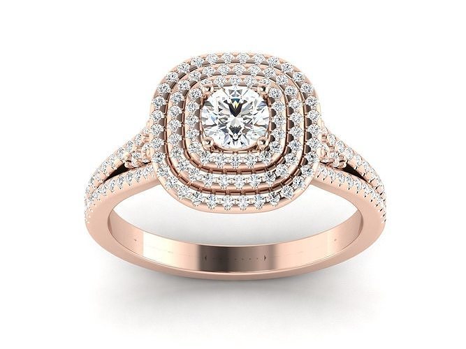 solitaire wedding engagement ring with 360 view  3D print model