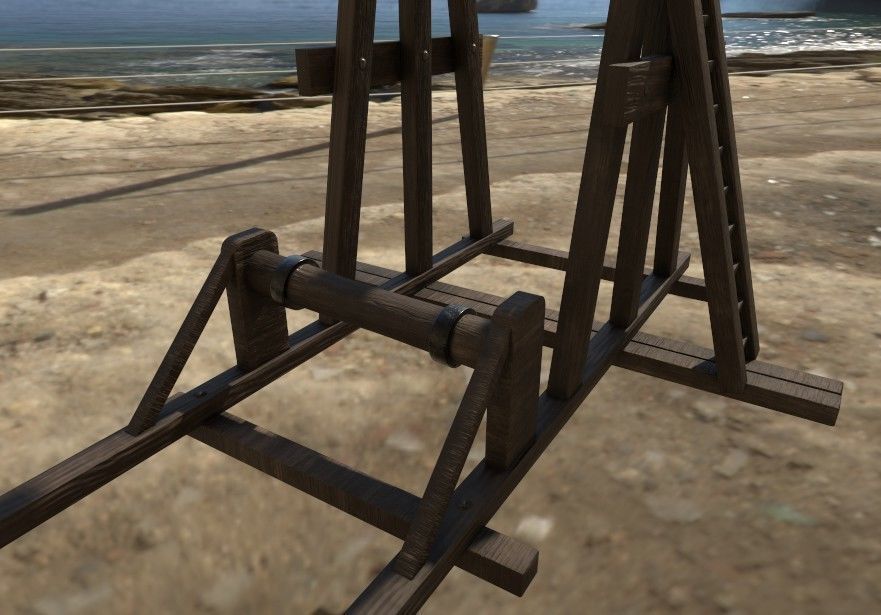 Trebuchet crane Low-poly 3D model_3