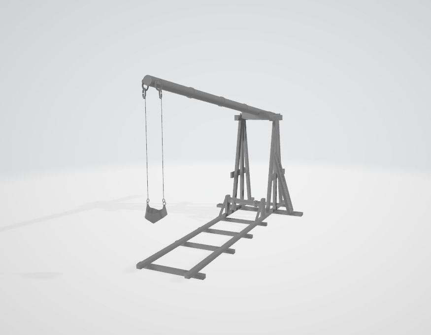 Trebuchet crane Low-poly 3D model_5