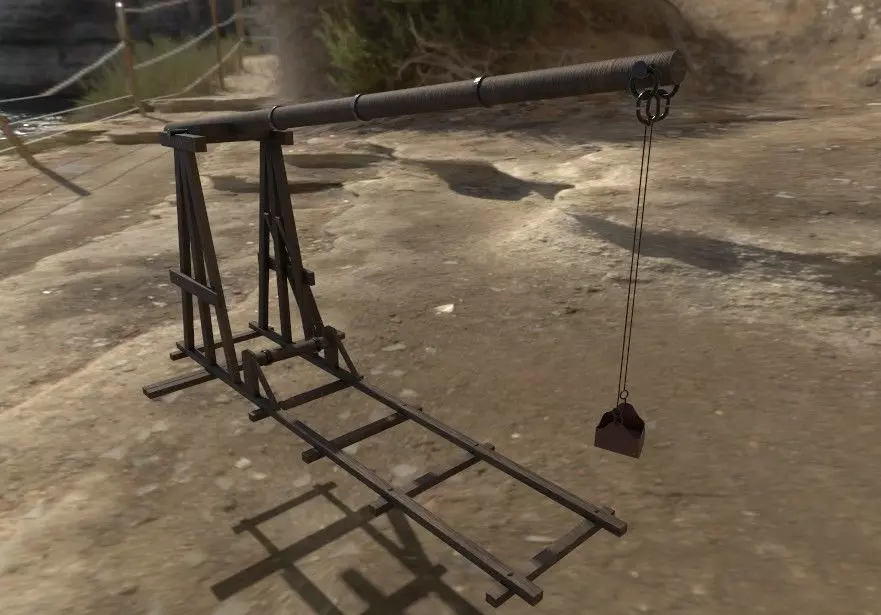 Trebuchet crane Low-poly 3D model_0