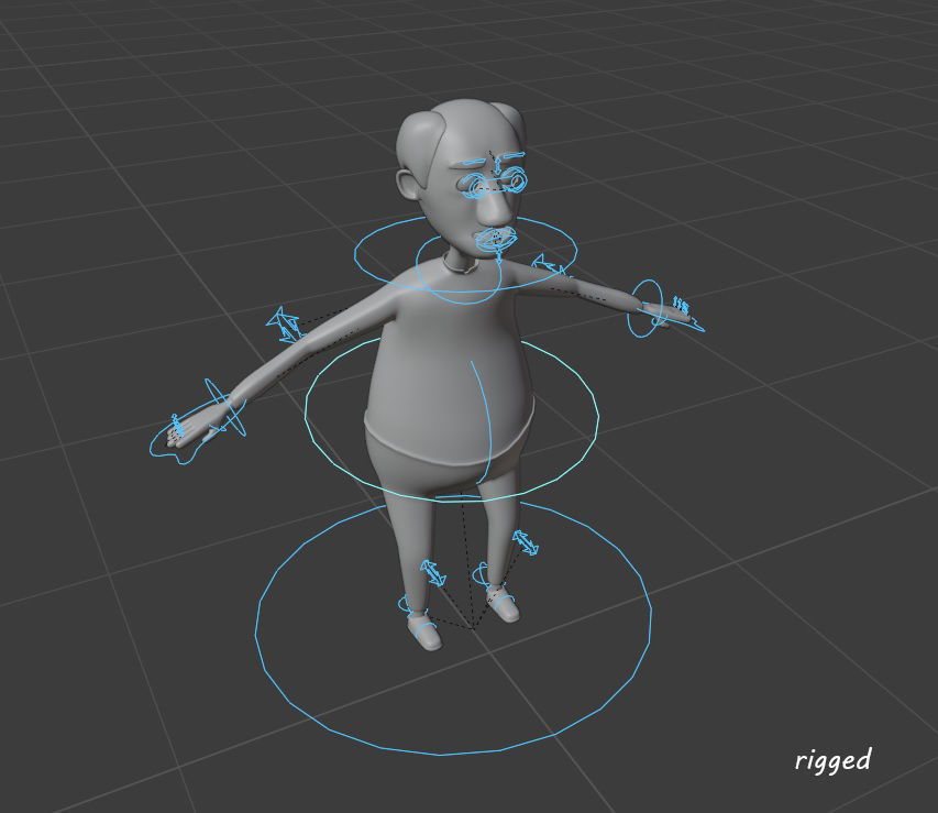 Cartoon Family Rigged 3D model - 4 characters low poly Low-poly 3D model_7