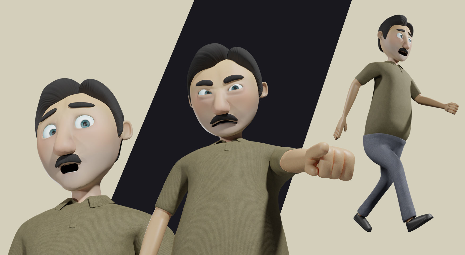 Cartoon Family Rigged 3D model - 4 characters low poly Low-poly 3D model_8
