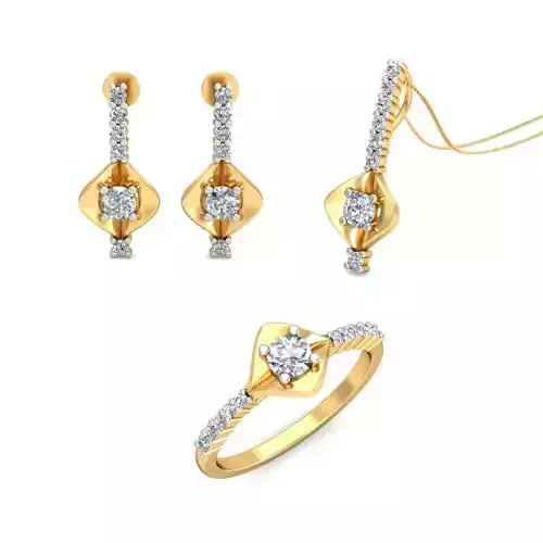 Women Earrings Ring Pendant Set 3dm stl Render Details