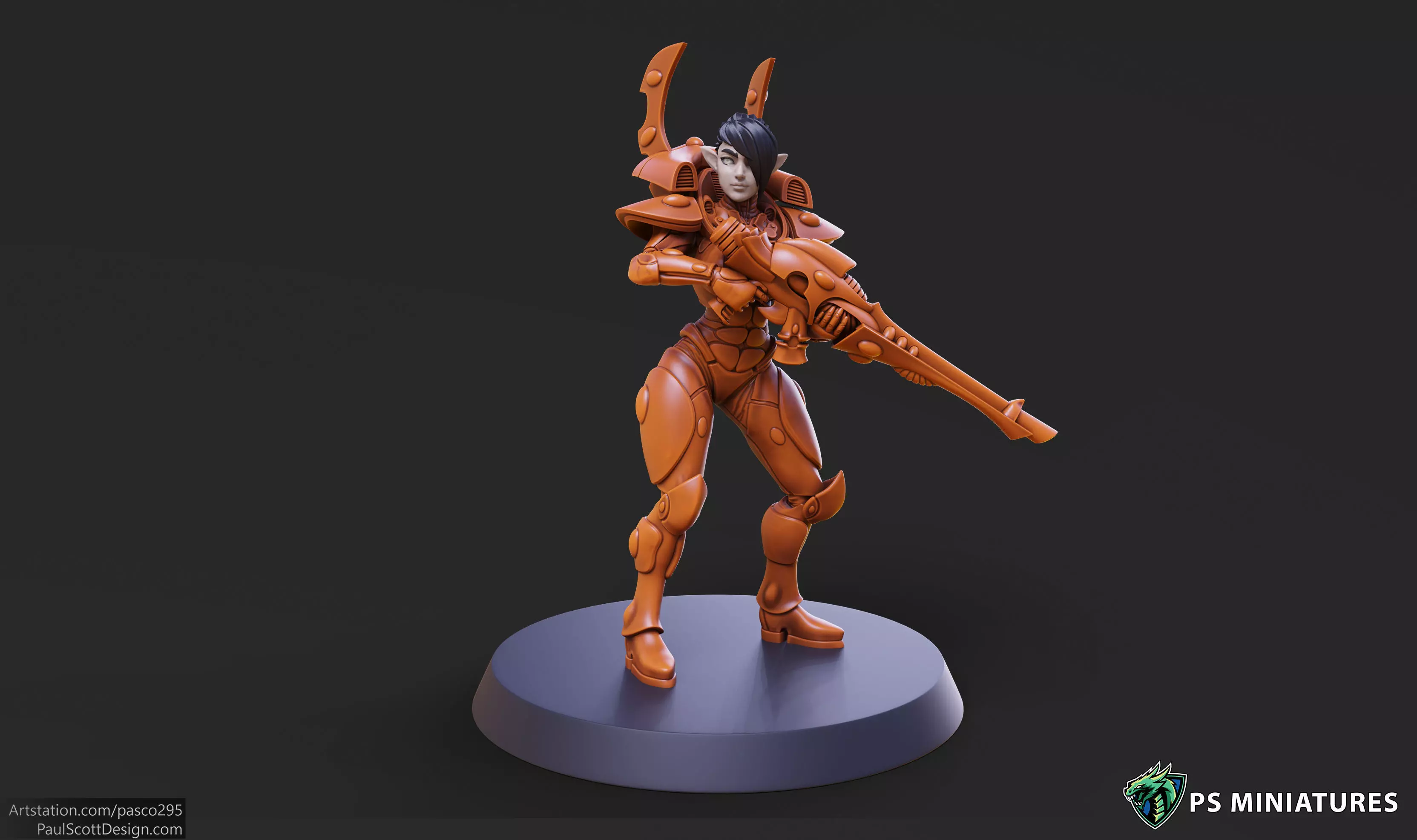 Space Elf Female Soldier Pose 1 - 8 Variants and 2 Pinups 3D print model_0